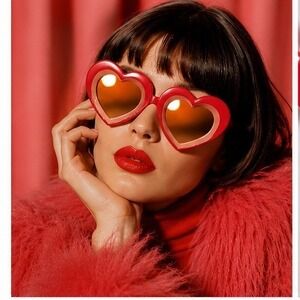Rare Linda Farrow x Yazbukey Heart Sunglasses Red Pink Peach Mirror Japan